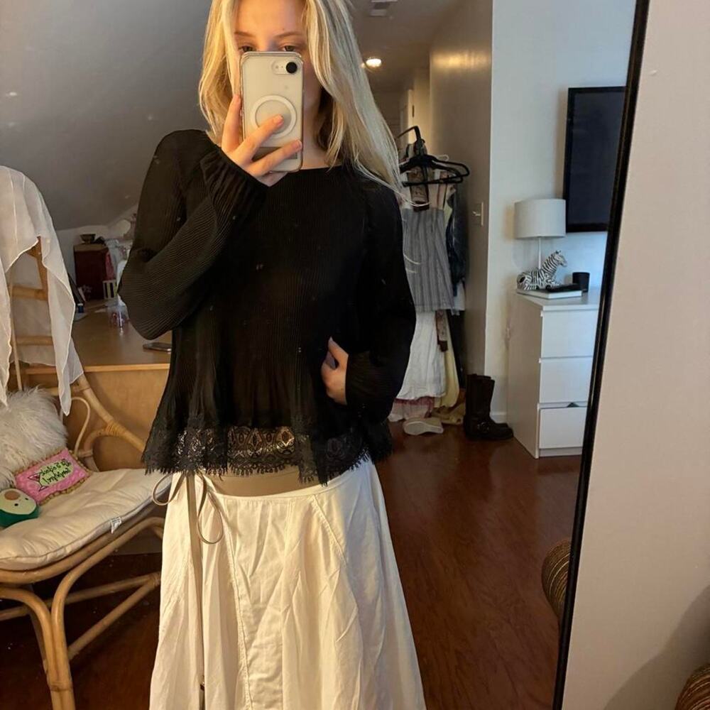 Club Monaco "Zameeka" Pleated Lace-Trim Top
